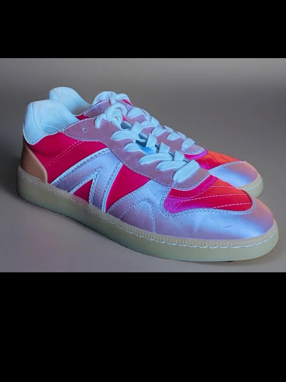 MIA Women’s Vesta Sneakers Tennis Shoes Size 8 Pink Satin Designer Rose Gold
